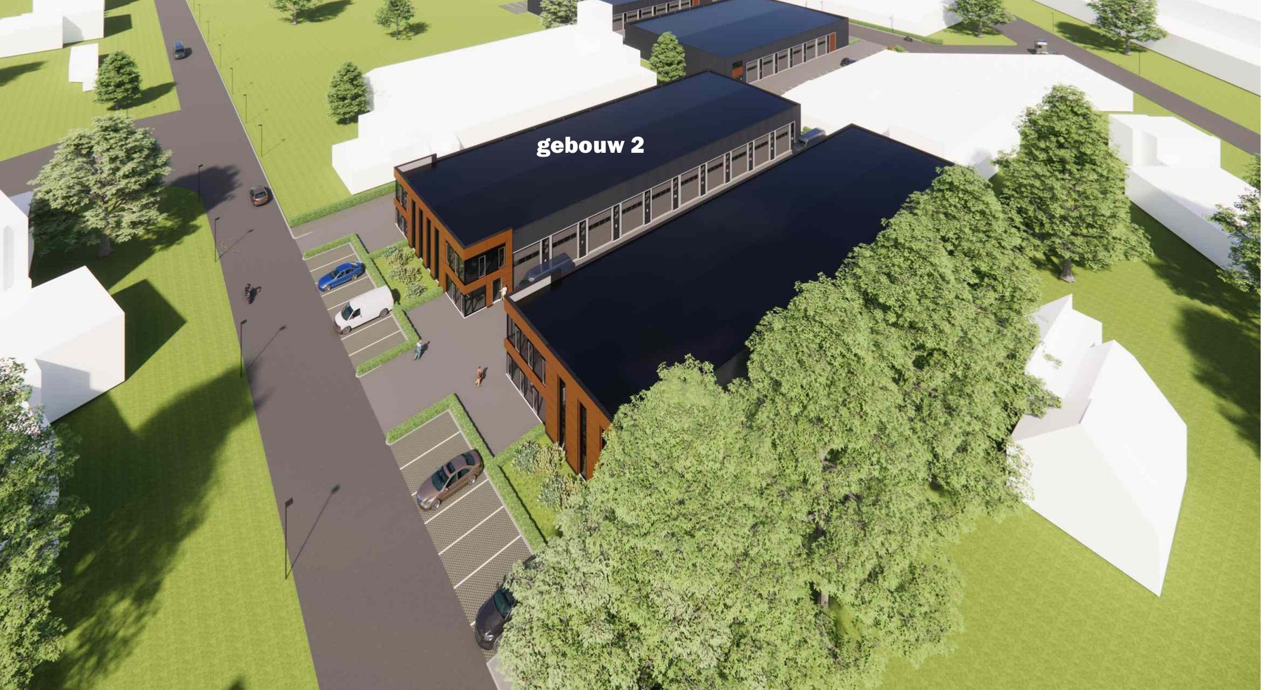 Luchtfoto van gebouw 2 aan de Kleibultweg op bedrijventerrein Hazewinkel in Oldenzaal